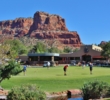 Players practice on the putting green at Oakcreek Country Club in Sedona, Arizona. 