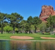 Water bothers shots missed to the left of the 13th green at Oakcreek Country Club in Sedona. 