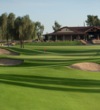 The ninth hole offers a view of the clubhouse at Ak-Chin Southern Dunes G.C. in Maricopa, Arizona. 
