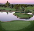 The island green of the short par-3 15th hole on the Patriot golf course at The Wigwam resort in Litchfield Park, Ariz.