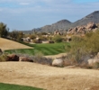 A desert wash crosses the fairway in front of the 17th green on the South Course The Boulders Resort & Spa in Carefree, Arizona.