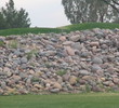 Coyote Lakes Golf Club - Phoenix Scottsdale - Hole No. 6, stone wall towers to seven feet