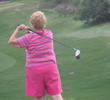 Coyote Lakes Golf Club - Phoenix Scottsdale - Woman golfer and jackrabbits on Hole No. 7 tee