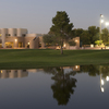 An evening view of the clubhouse at Western Skies Golf Club