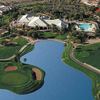 Aerial view of the clubhouse and swimming pool at Tuscany Falls Country Club