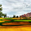 A view of a hole protected by bunkers at Papago Golf Course.