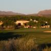 A sunset view of a hole at Tubac Golf Resort.
