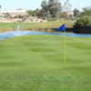 A view of a green with water coming into play at Mission Royale Golf Club.