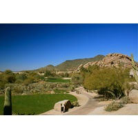 The par-3 seventh hole on the South Course at Boulders Resort plays downhill. 
